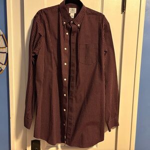 L.L. Bean Men's Burgundy Plaid Button Down Shirt